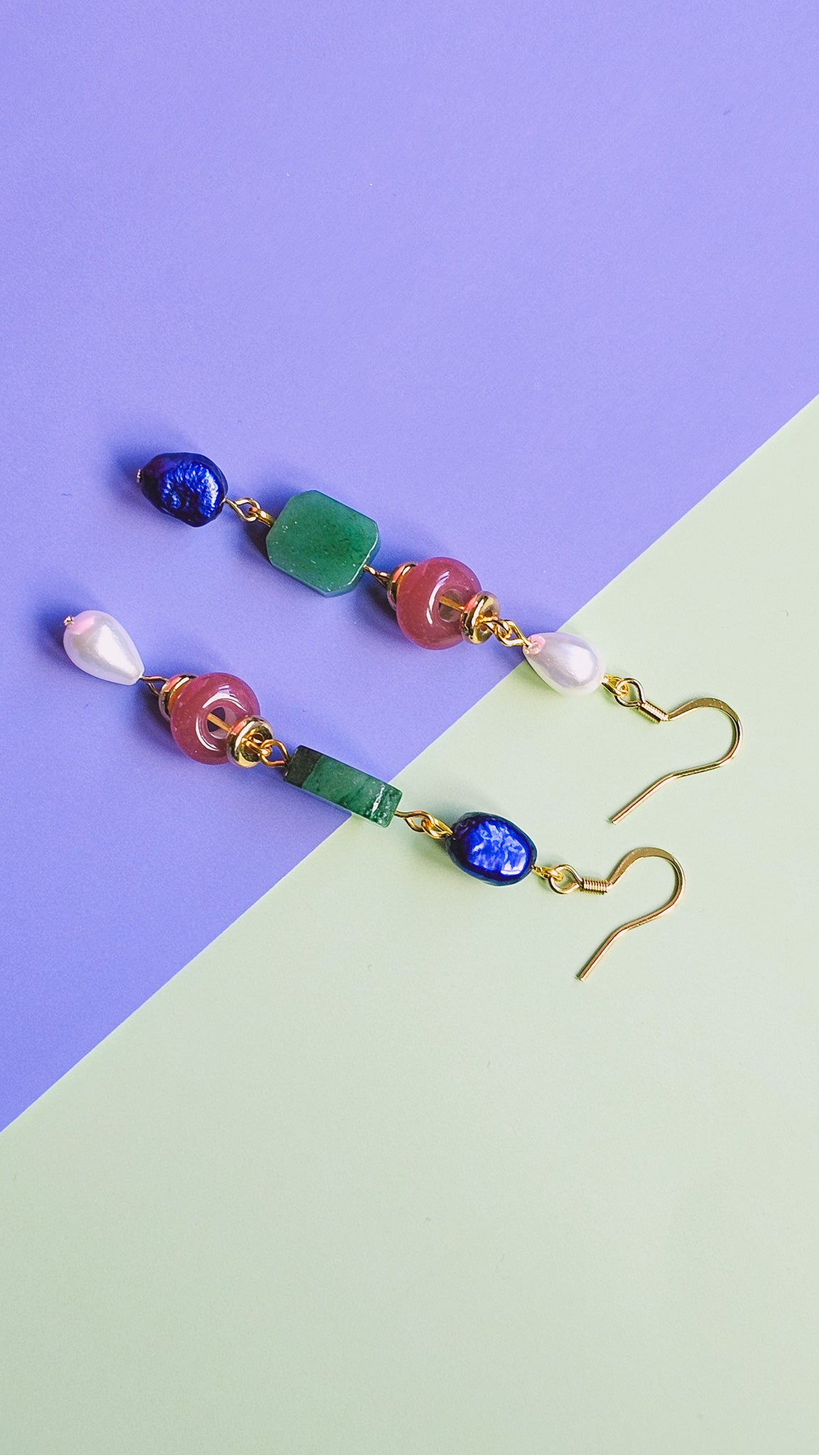 Sunstone, Agate Gemstone, Freshwater Pearl Dangle Long Earring