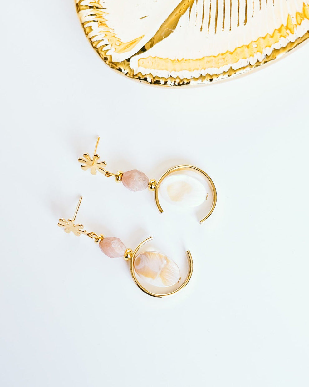 Sunstone Seashell and 18k Gold Plated Wedding Jewellery For Brides