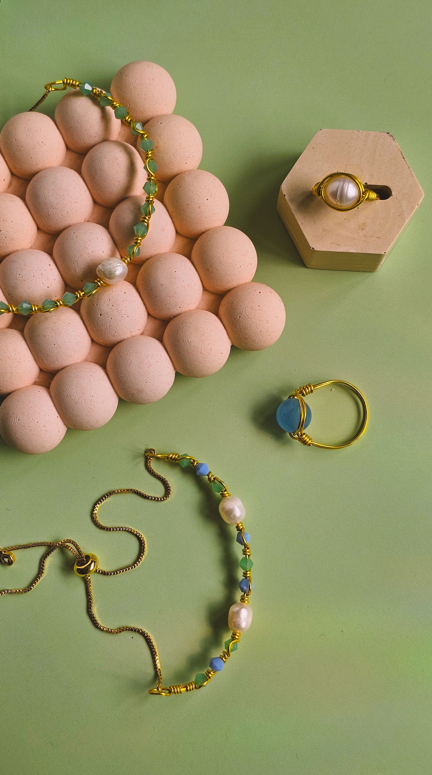 Bring Me to the Beach Wire Wrapped Rings, Semi Precious Gemstone, Freshwater Pearl, Sized to Fit