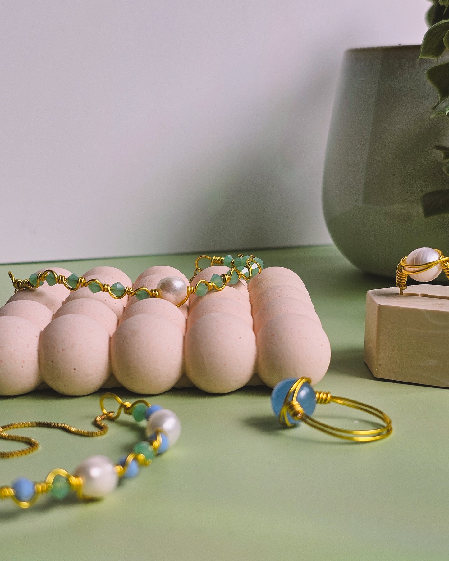 Bring Me to the Beach Wire Wrapped Rings, Semi Precious Gemstone, Freshwater Pearl, Sized to Fit