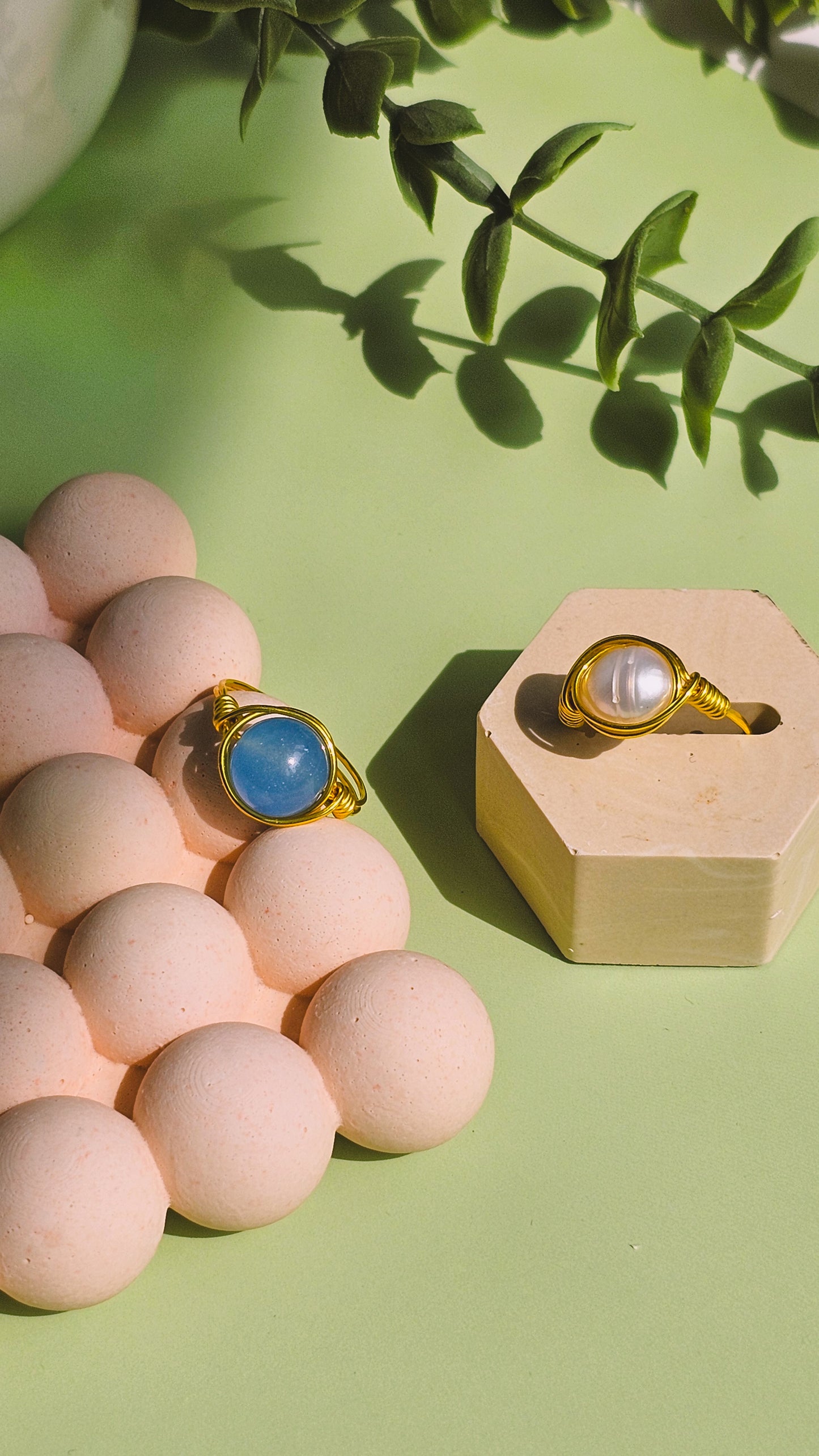 Bring Me to the Beach Wire Wrapped Rings, Semi Precious Gemstone, Freshwater Pearl, Sized to Fit