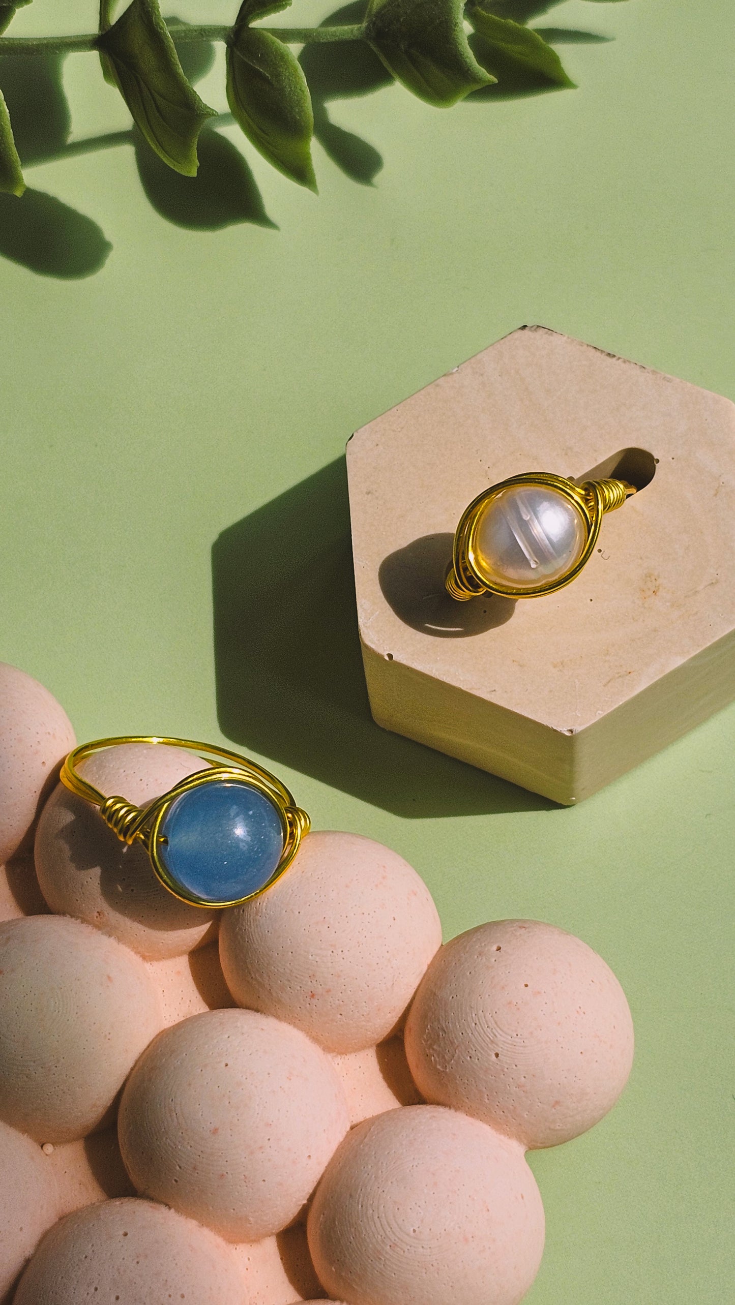 Bring Me to the Beach Wire Wrapped Rings, Semi Precious Gemstone, Freshwater Pearl, Sized to Fit