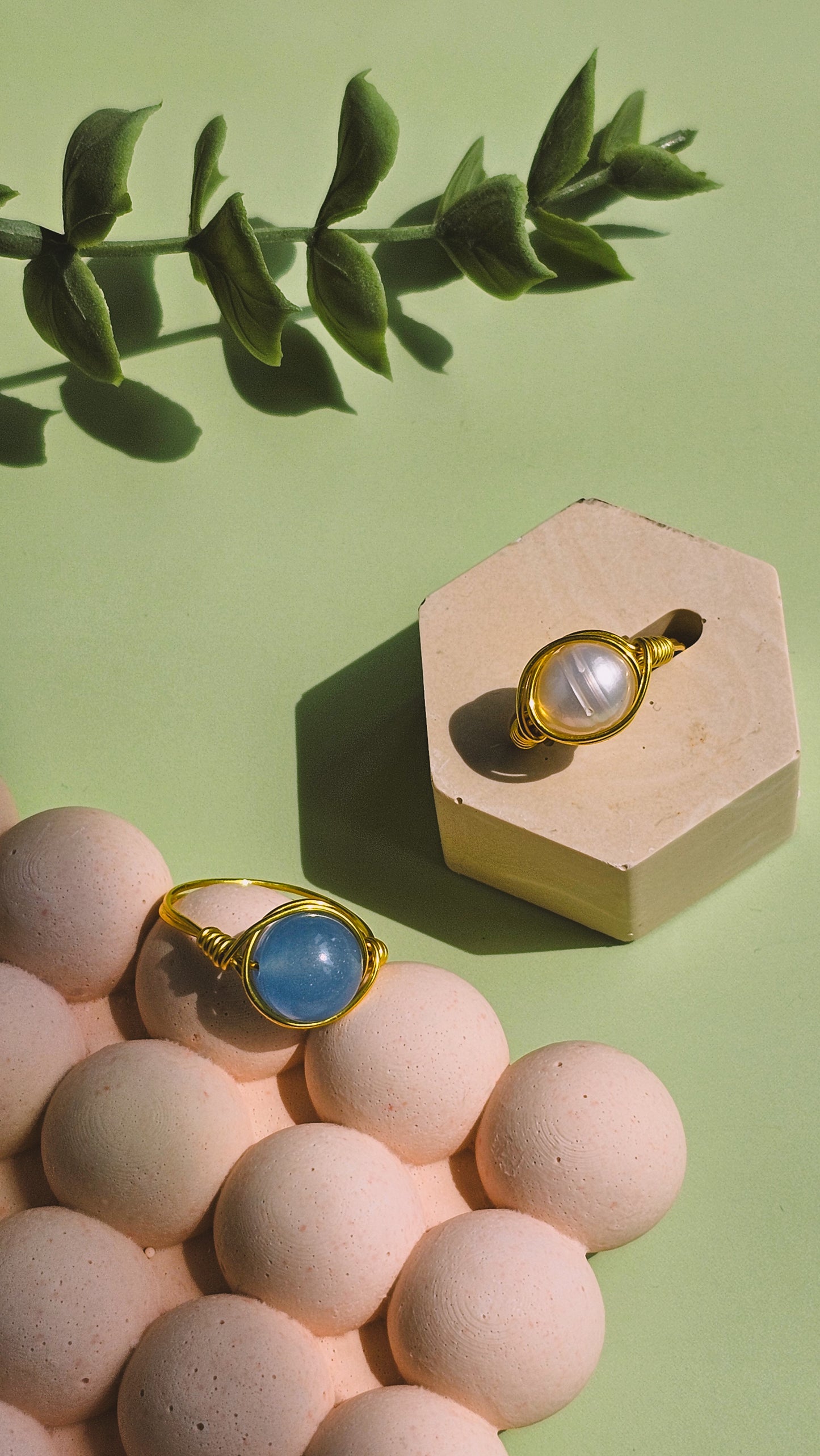 Bring Me to the Beach Wire Wrapped Rings, Semi Precious Gemstone, Freshwater Pearl, Sized to Fit