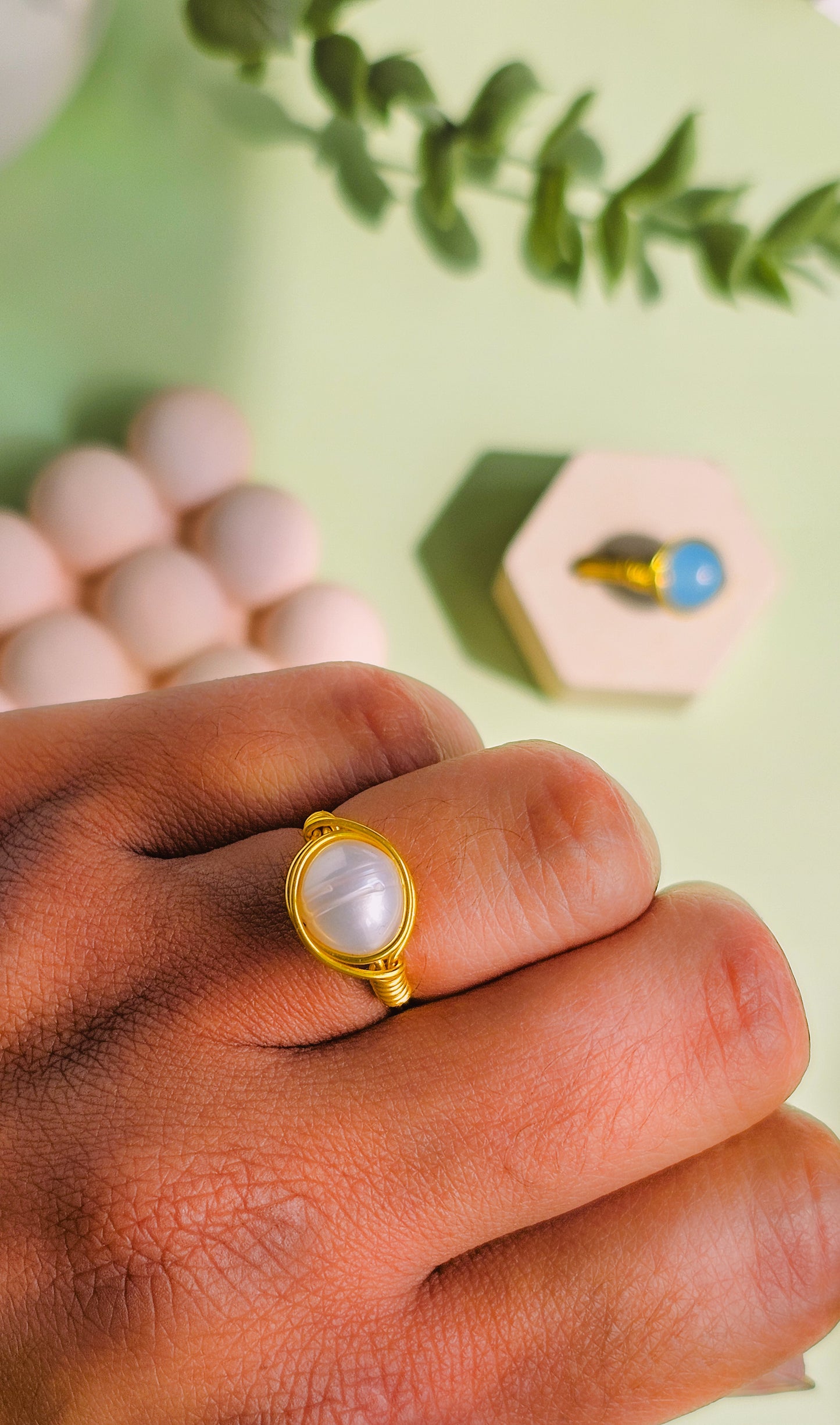 Bring Me to the Beach Wire Wrapped Rings, Semi Precious Gemstone, Freshwater Pearl, Sized to Fit
