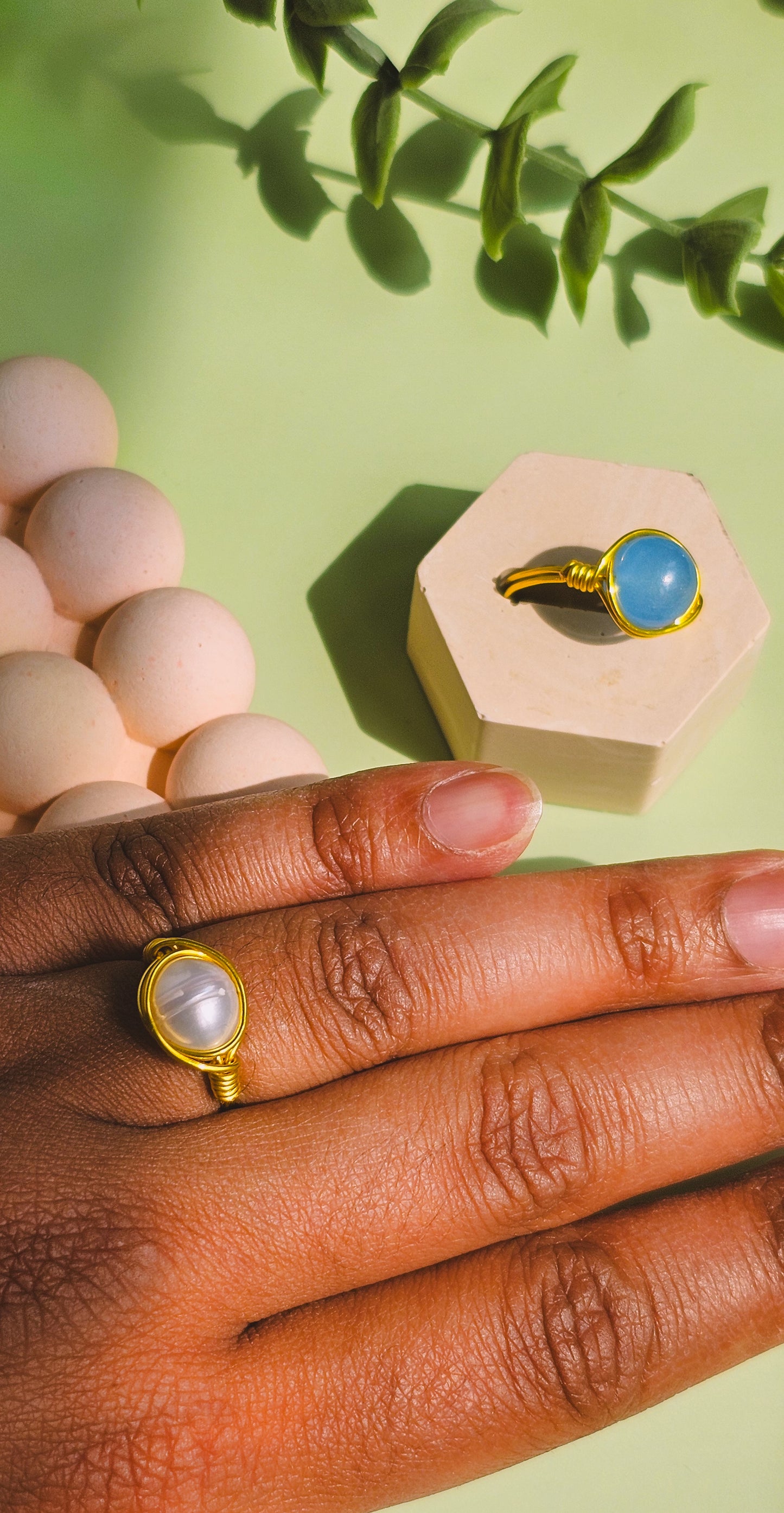 Bring Me to the Beach Wire Wrapped Rings, Semi Precious Gemstone, Freshwater Pearl, Sized to Fit