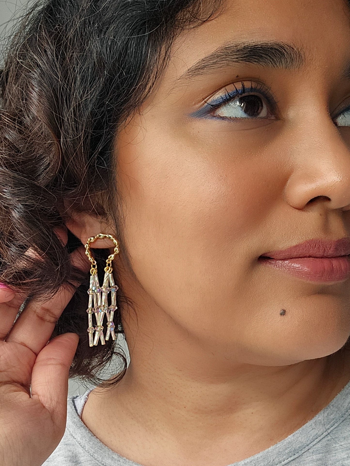 The Star Light Earrings, Crystal Glass Wire Wrapped Jewellery