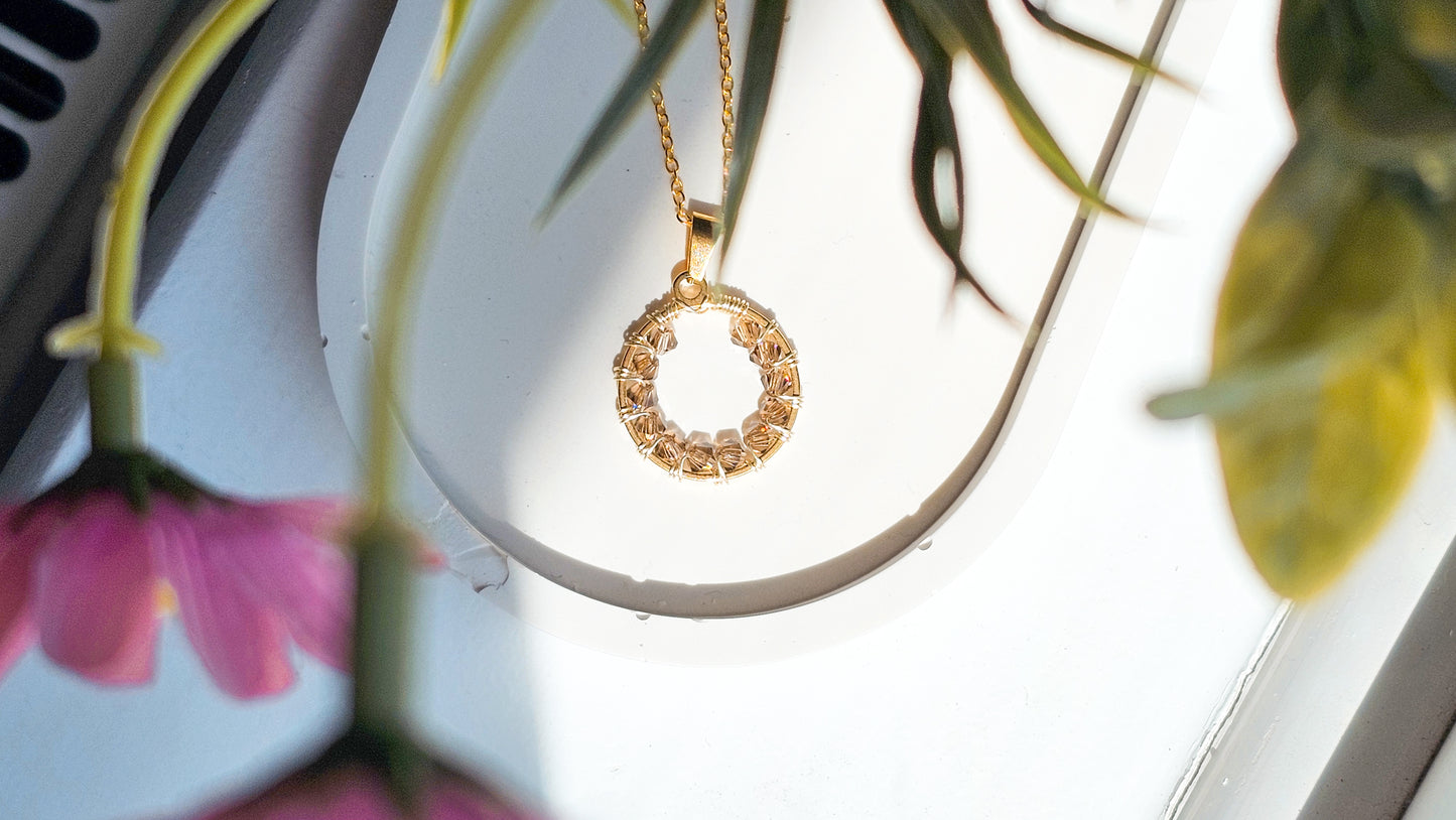 Star Light Glass Crystal Necklace with 18k Gold Plated Necklace
