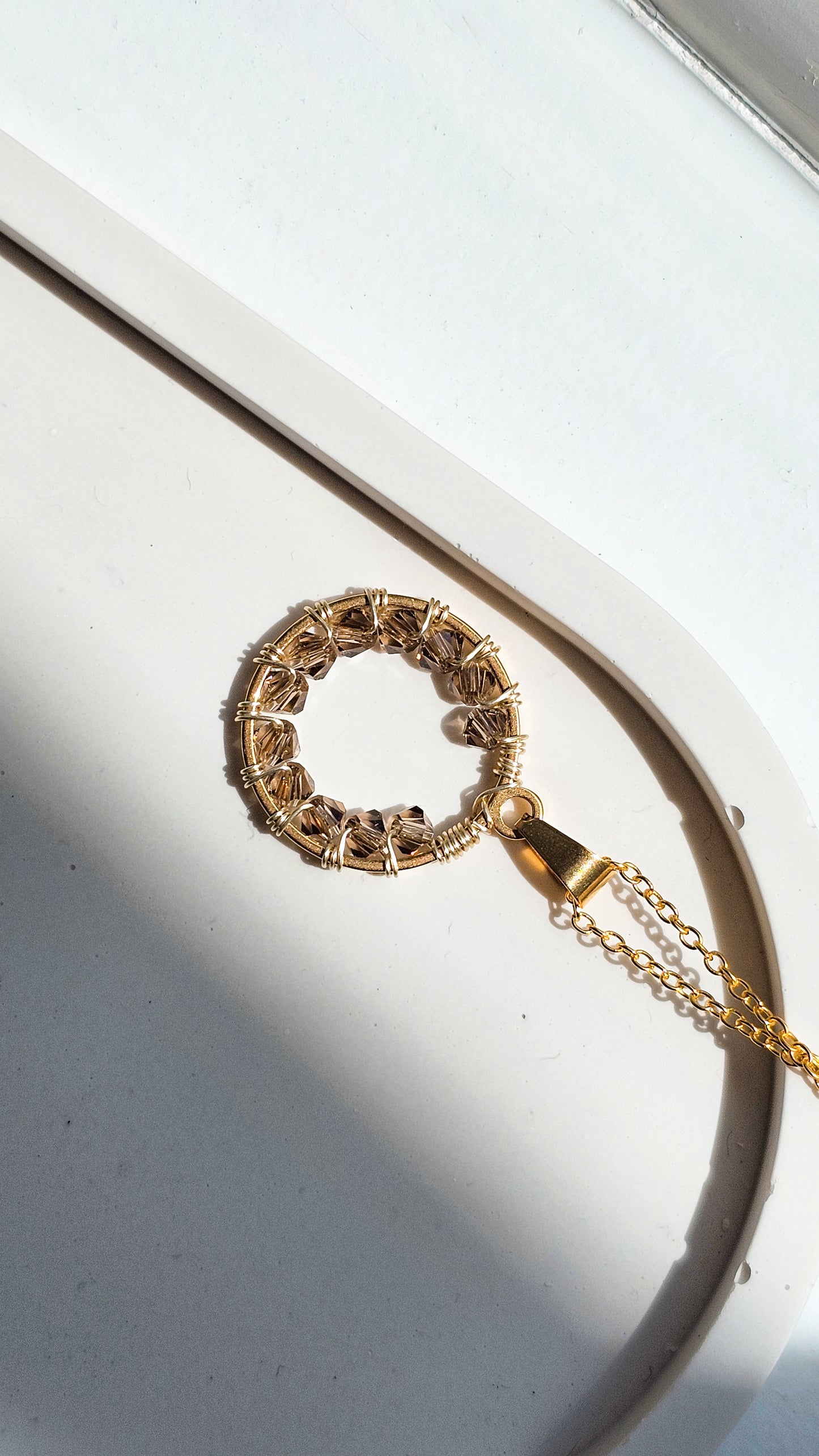 Star Light Glass Crystal Necklace with 18k Gold Plated Necklace