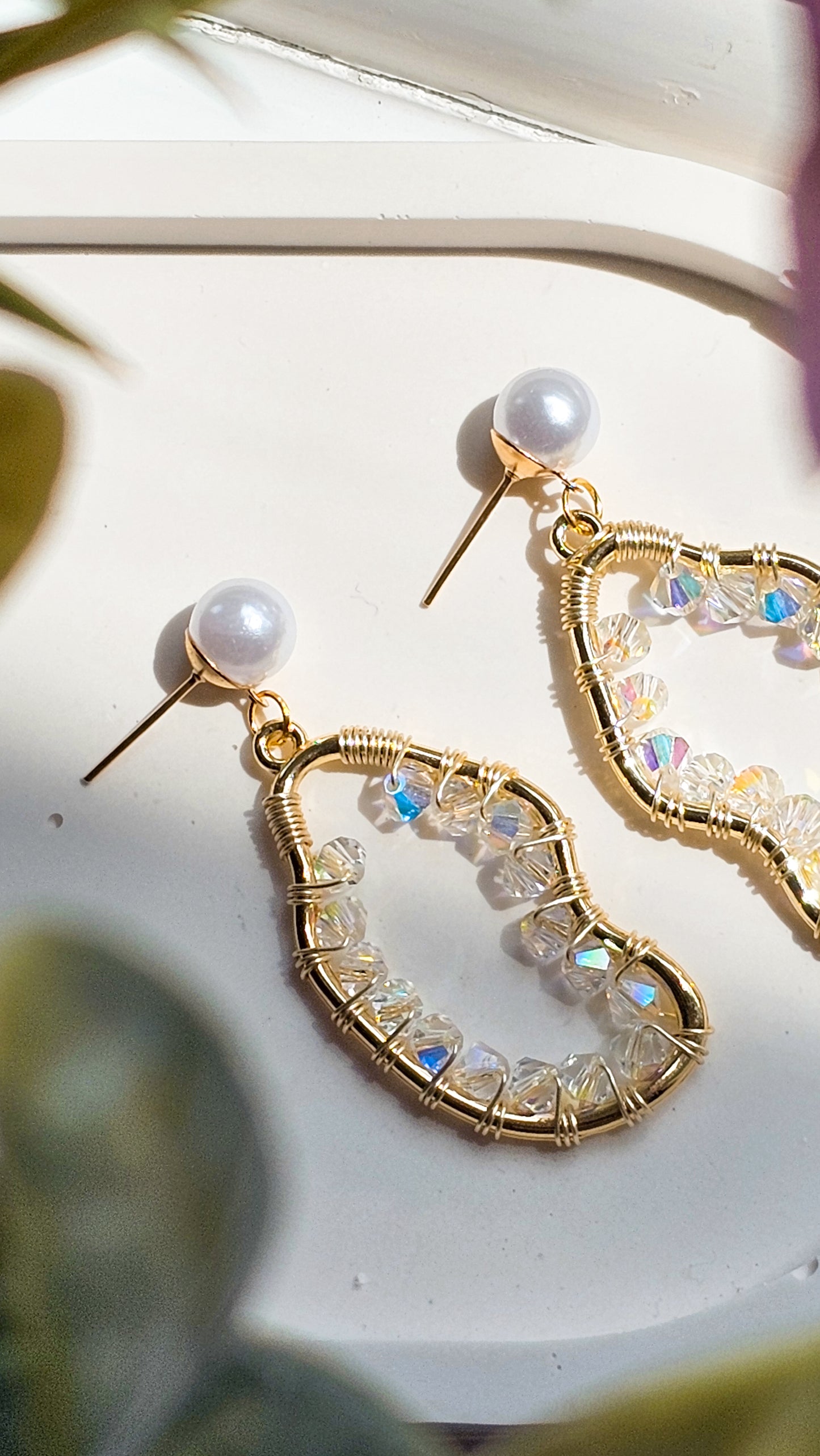 The Star Light Organic Crystal Glass Earrings, Pearl, Drop Earrings for Women