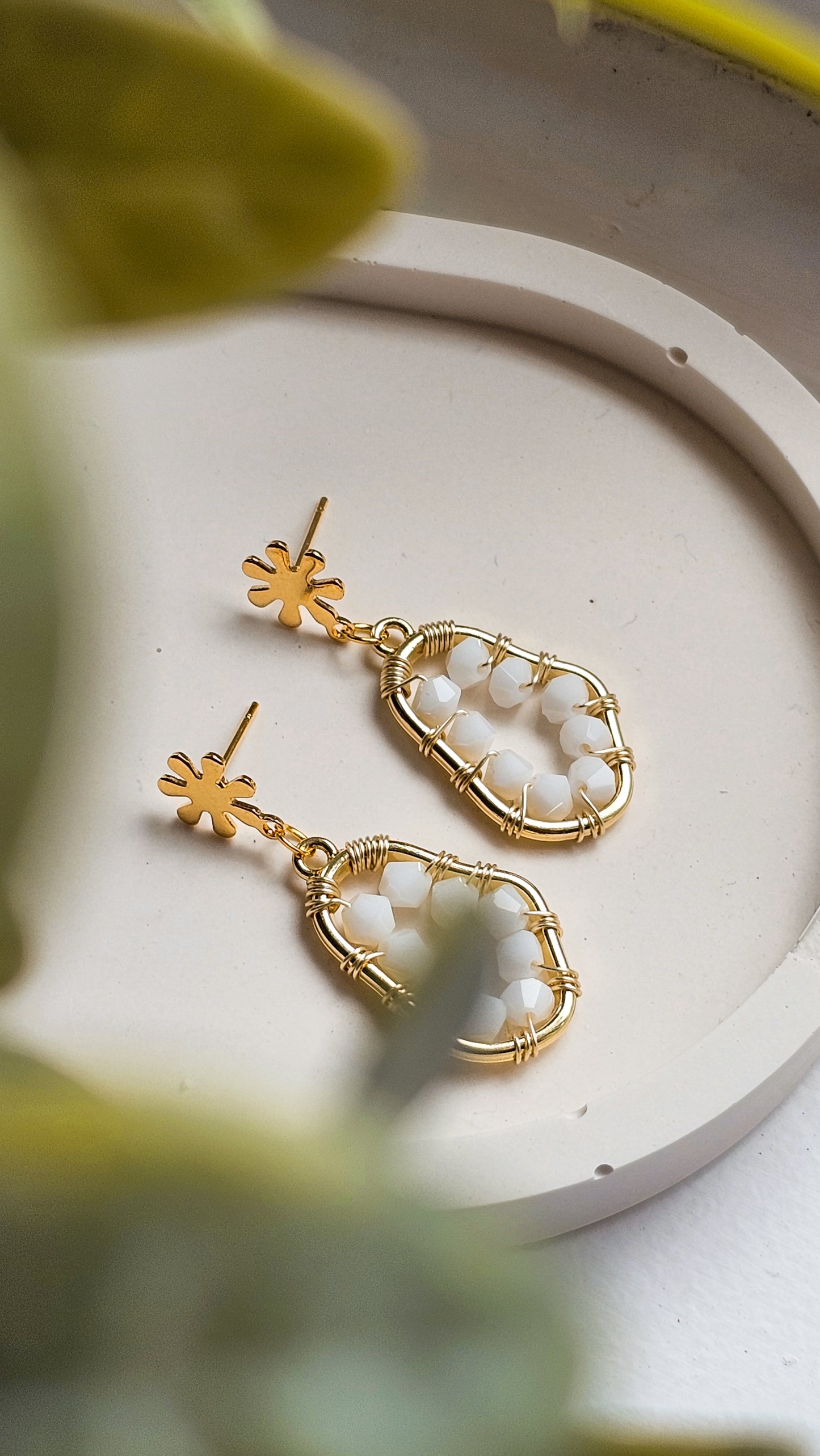 Star Bright Crystal Glass White Earrings for Women, Bridal Jewellery, Dainty