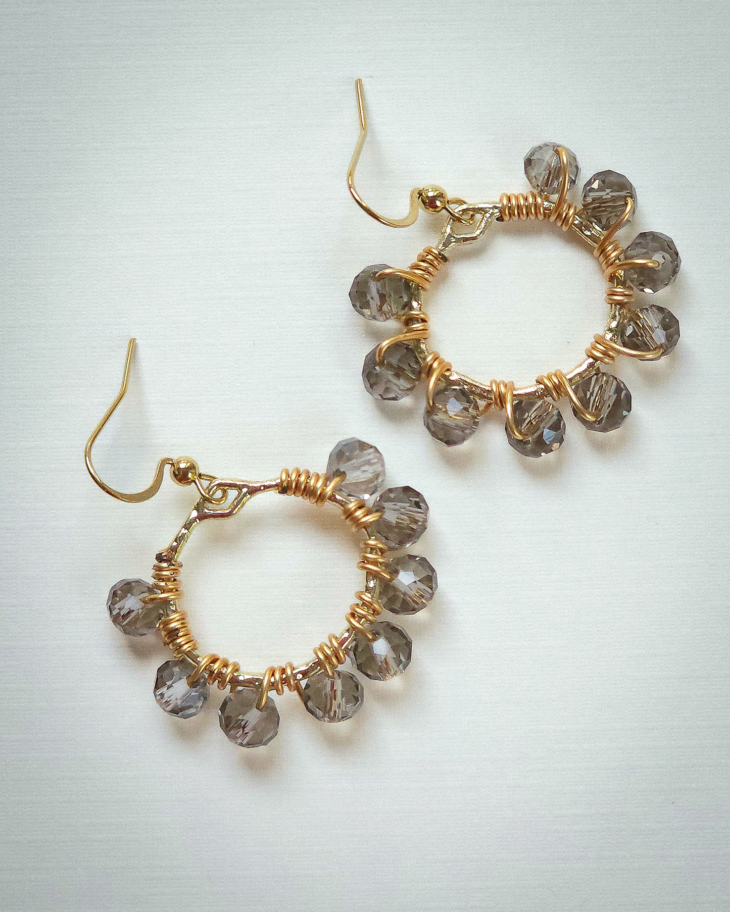 Grey Marl ✦ Glass Wire Wrapped Nostalgia Inspired Earrings, Bold Lightweight Jewellery