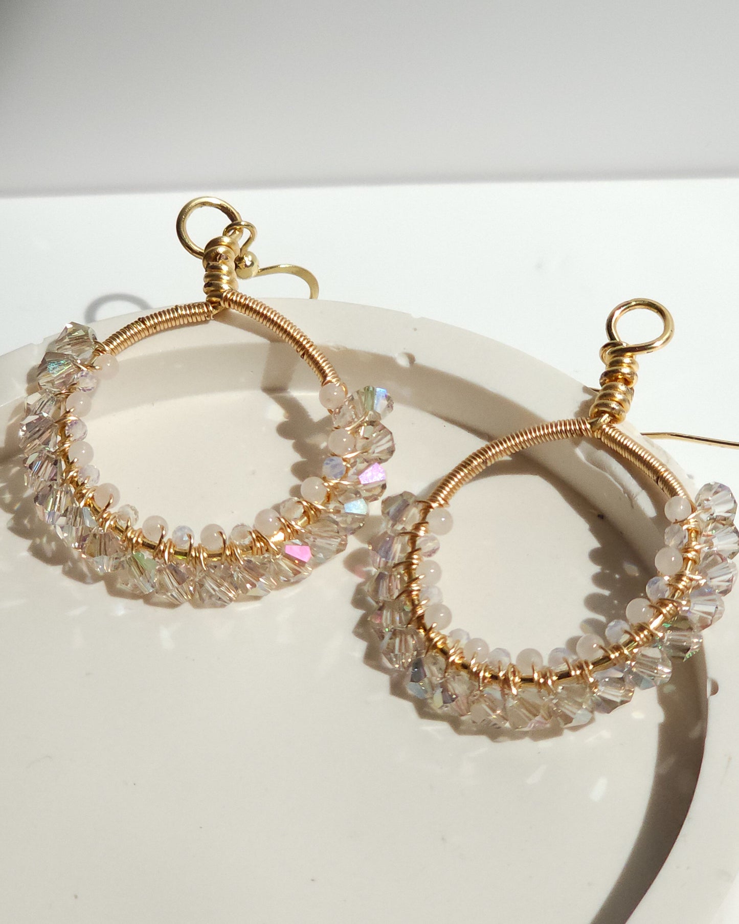 Double Wrapped Gemstone & Glass Earrings: Perfect for Weddings, Summer Dinners with Friends