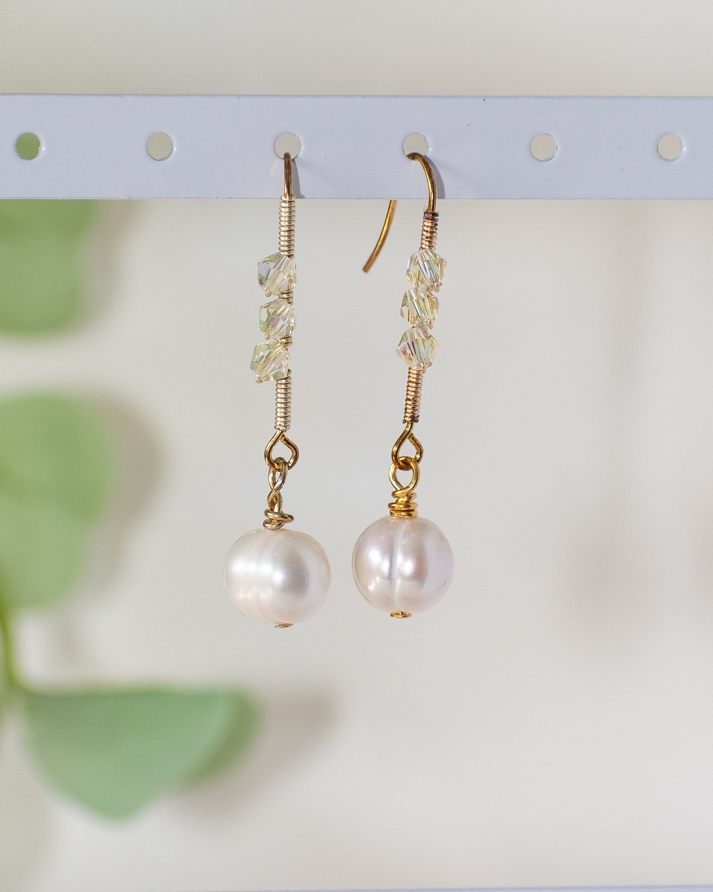 Bridal Droplets: Pearl & Glass Simple Bridal Earrings for Reception, Bridal Party