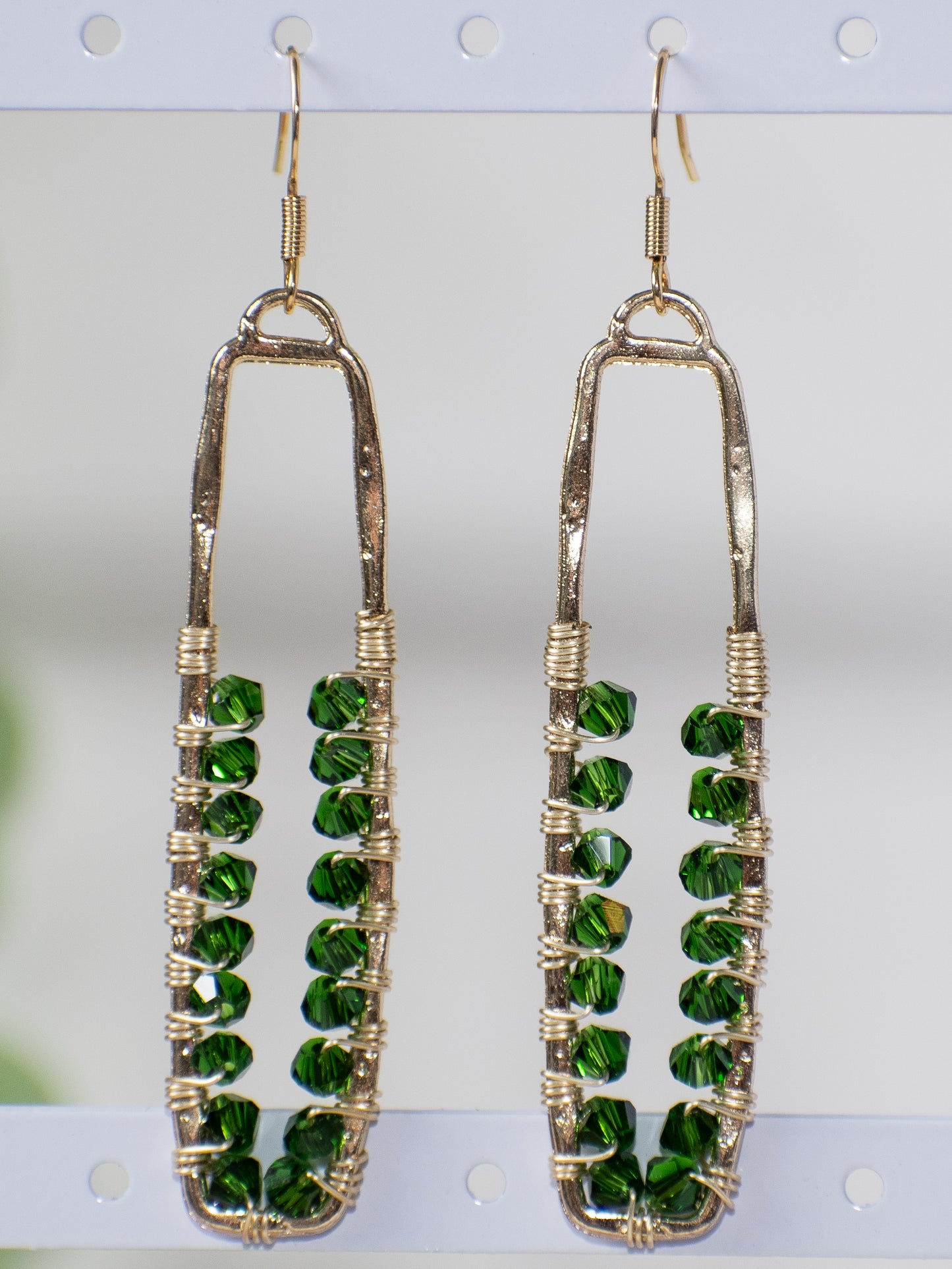 Emerald Goddess: Green Glass Wire Wrapped Fairycore Earrings