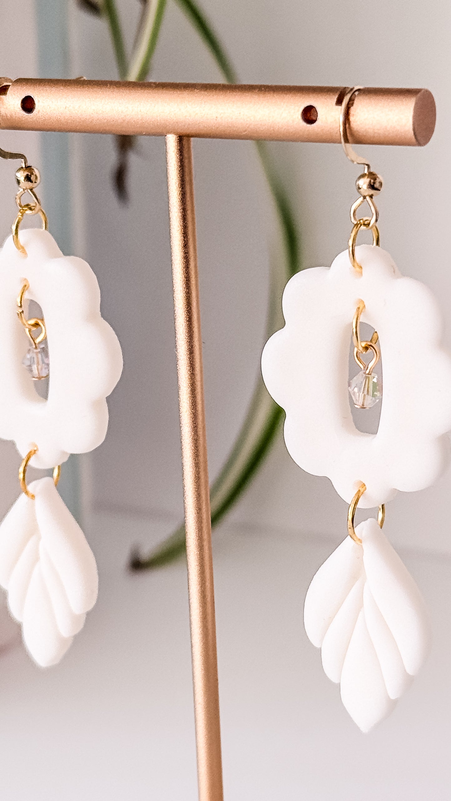 E R I C A ✦ The Statement Bridal Polymer Clay Earring, Glass, 24k Gold Plated Sterling Steel