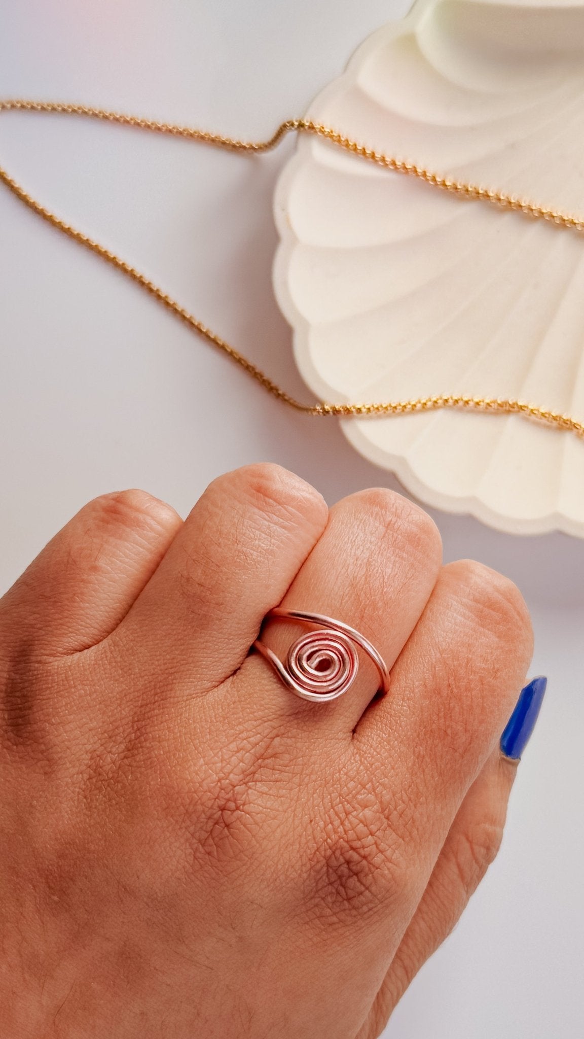 Evil Eye Wire Wrapped Ring - Opal and Thread