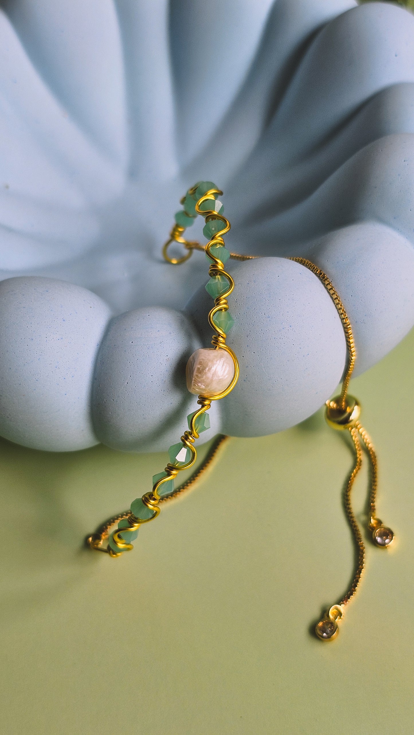 Bring to the Beach Bracelet, Glass and Seashell, Freshwater Pearl, Adjustable, Handmade Jewellery