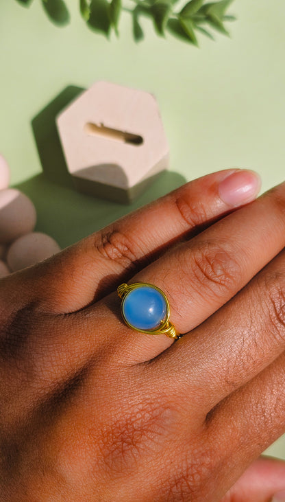 Bring Me to the Beach Wire Wrapped Rings, Semi Precious Gemstone, Freshwater Pearl, Sized to Fit