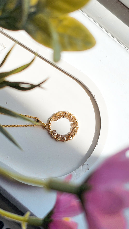 Star Light Glass Crystal Necklace with 18k Gold Plated Necklace