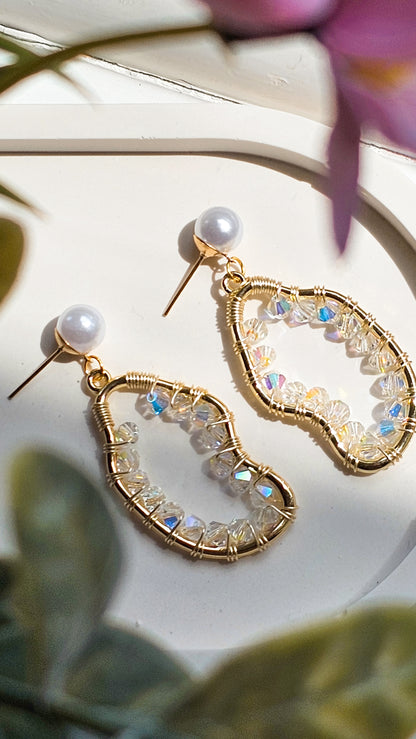 The Star Light Organic Crystal Glass Earrings, Pearl, Drop Earrings for Women