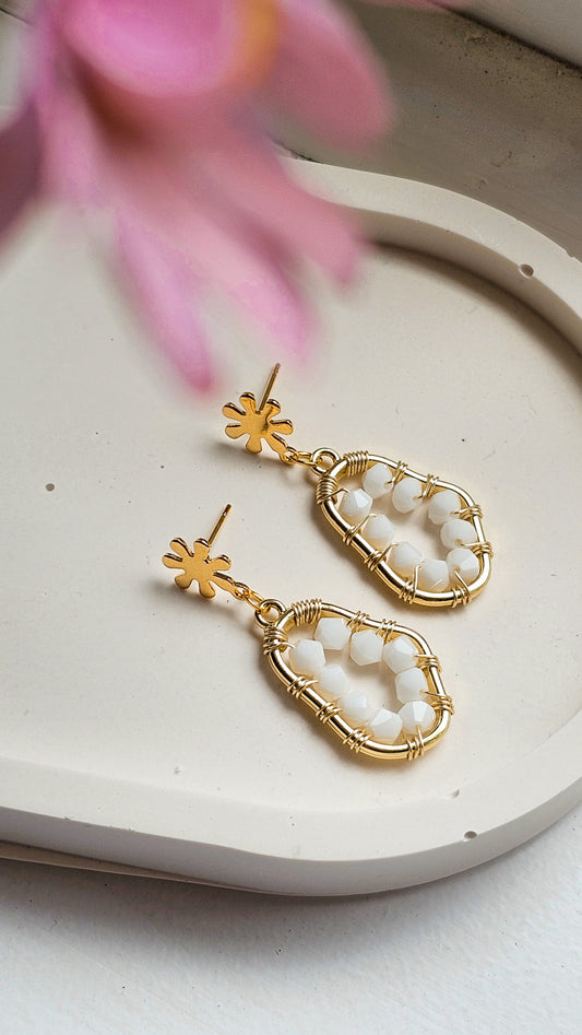 Star Bright Crystal Glass White Earrings for Women, Bridal Jewellery, Dainty