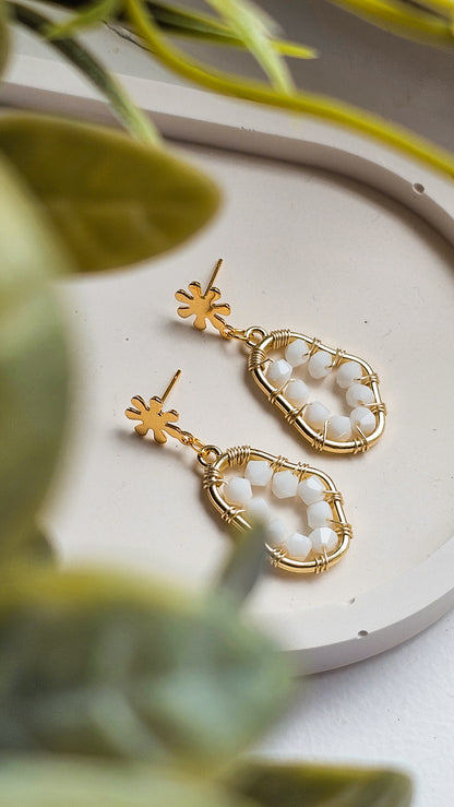 Star Bright Crystal Glass White Earrings for Women, Bridal Jewellery, Dainty