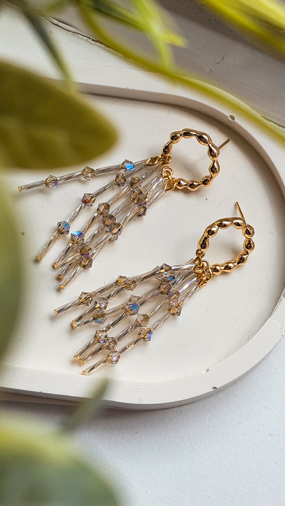 The Star Light Earrings, Crystal Glass Wire Wrapped Jewellery