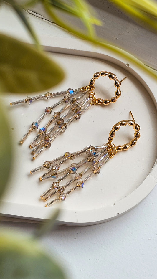 The Star Light Earrings, Crystal Glass Wire Wrapped Jewellery