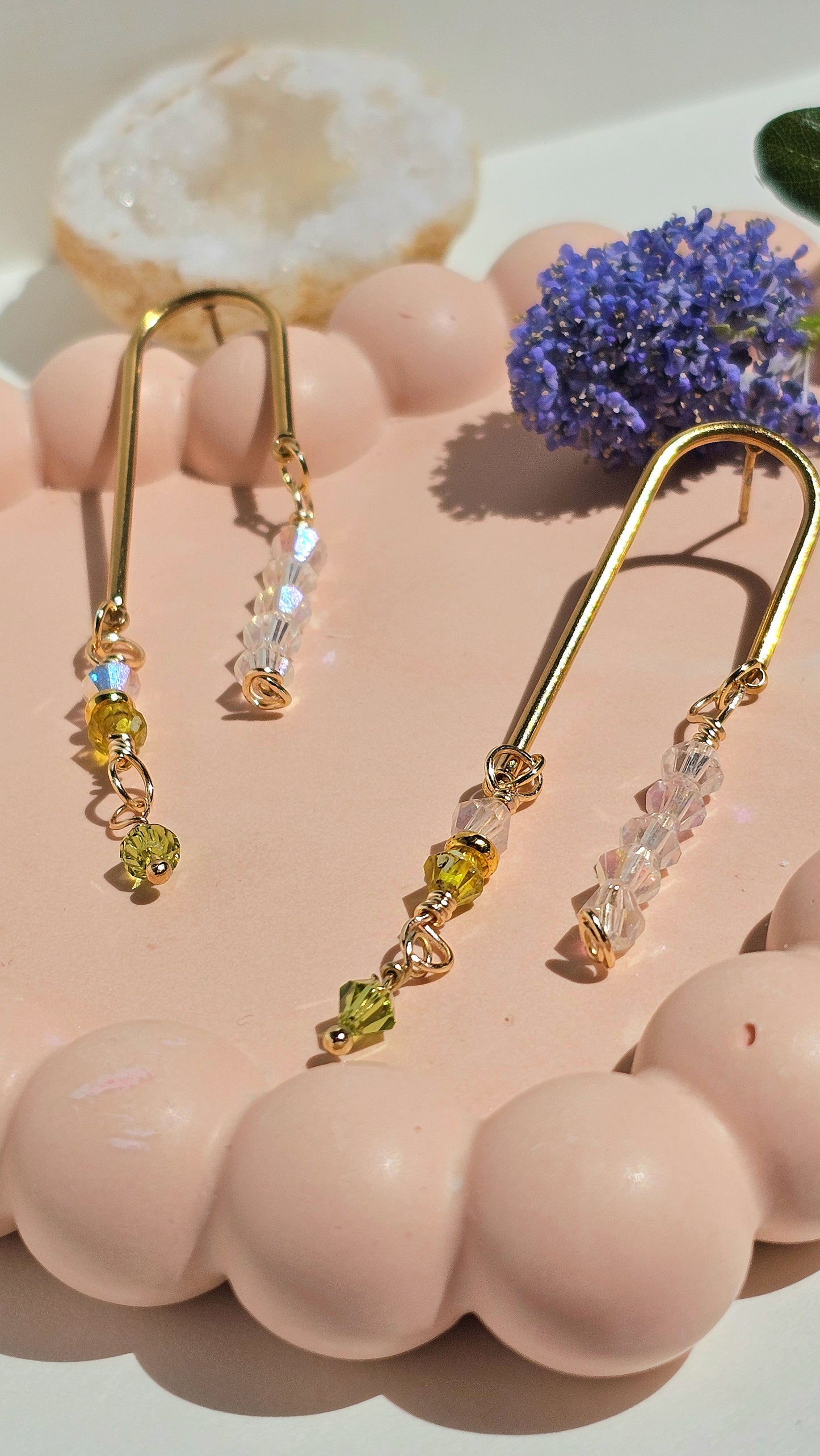 Heatwave ✦ Shimmering Double Drop Glass Jewellery, Summer Earrings