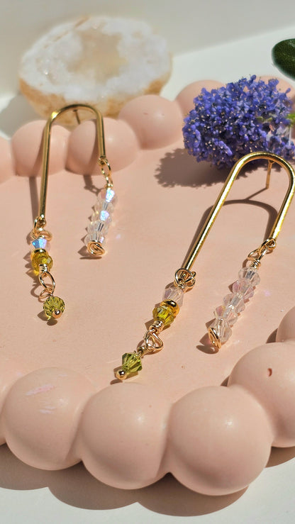 Heatwave ✦ Shimmering Double Drop Glass Jewellery, Summer Earrings