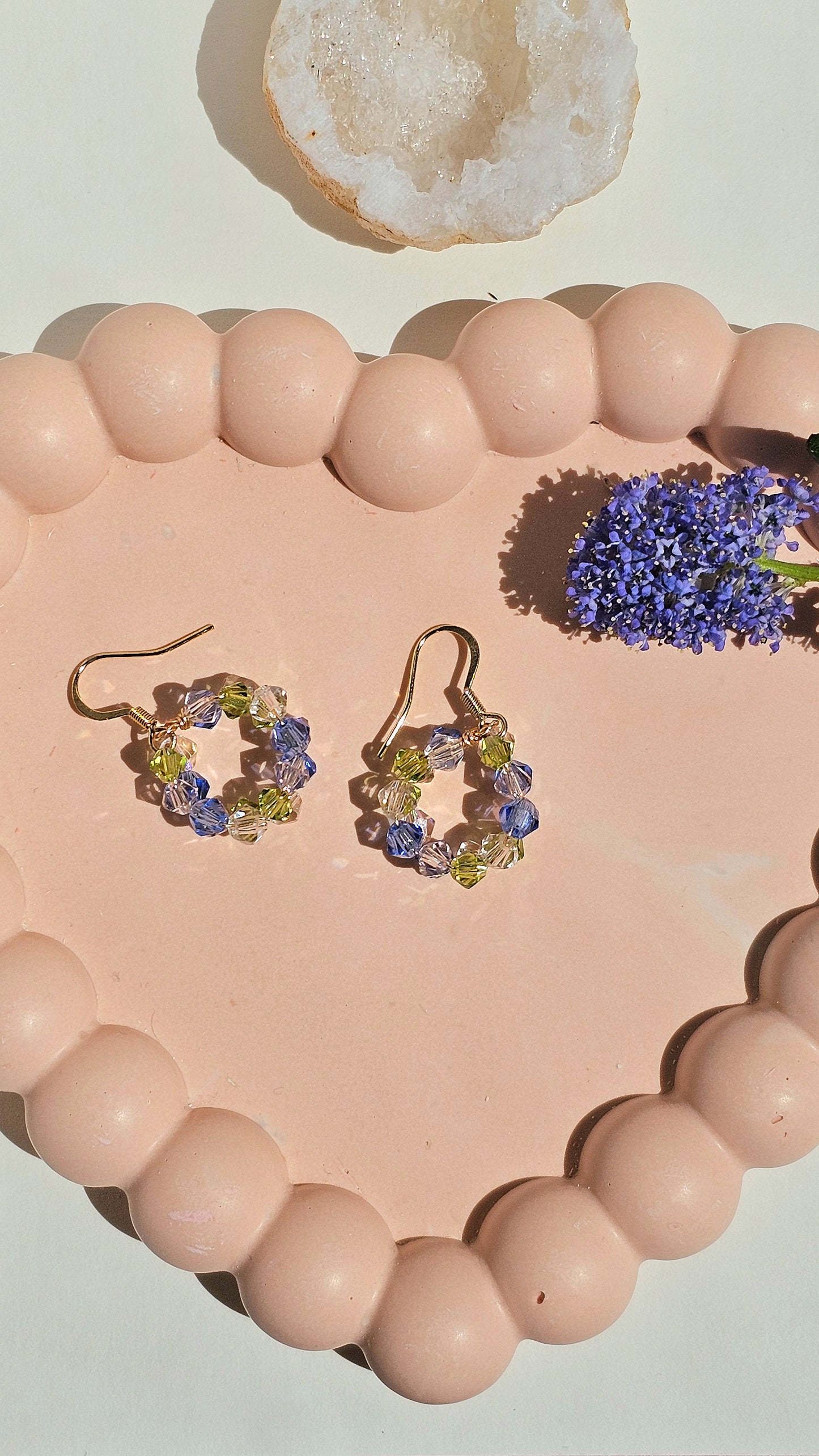 Petals & Puddles: Mini Petals, Wire Wrapped Unique Glass Earrings, Lightweight, Everyday Wear
