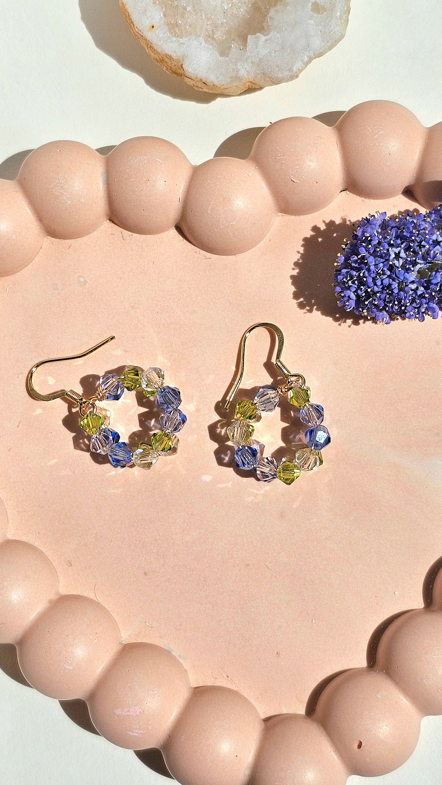 Petals & Puddles: Mini Petals, Wire Wrapped Unique Glass Earrings, Lightweight, Everyday Wear