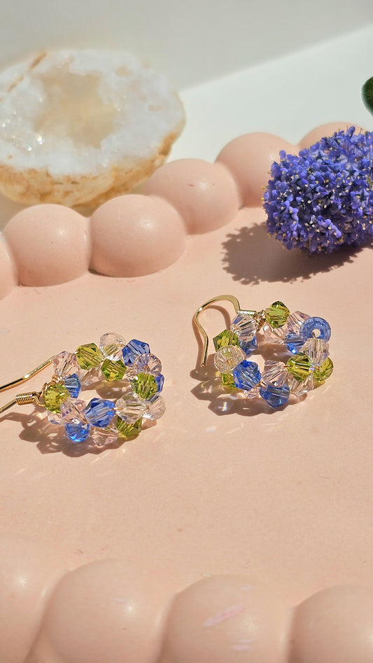 Petals & Puddles: Mini Petals, Wire Wrapped Unique Glass Earrings, Lightweight, Everyday Wear