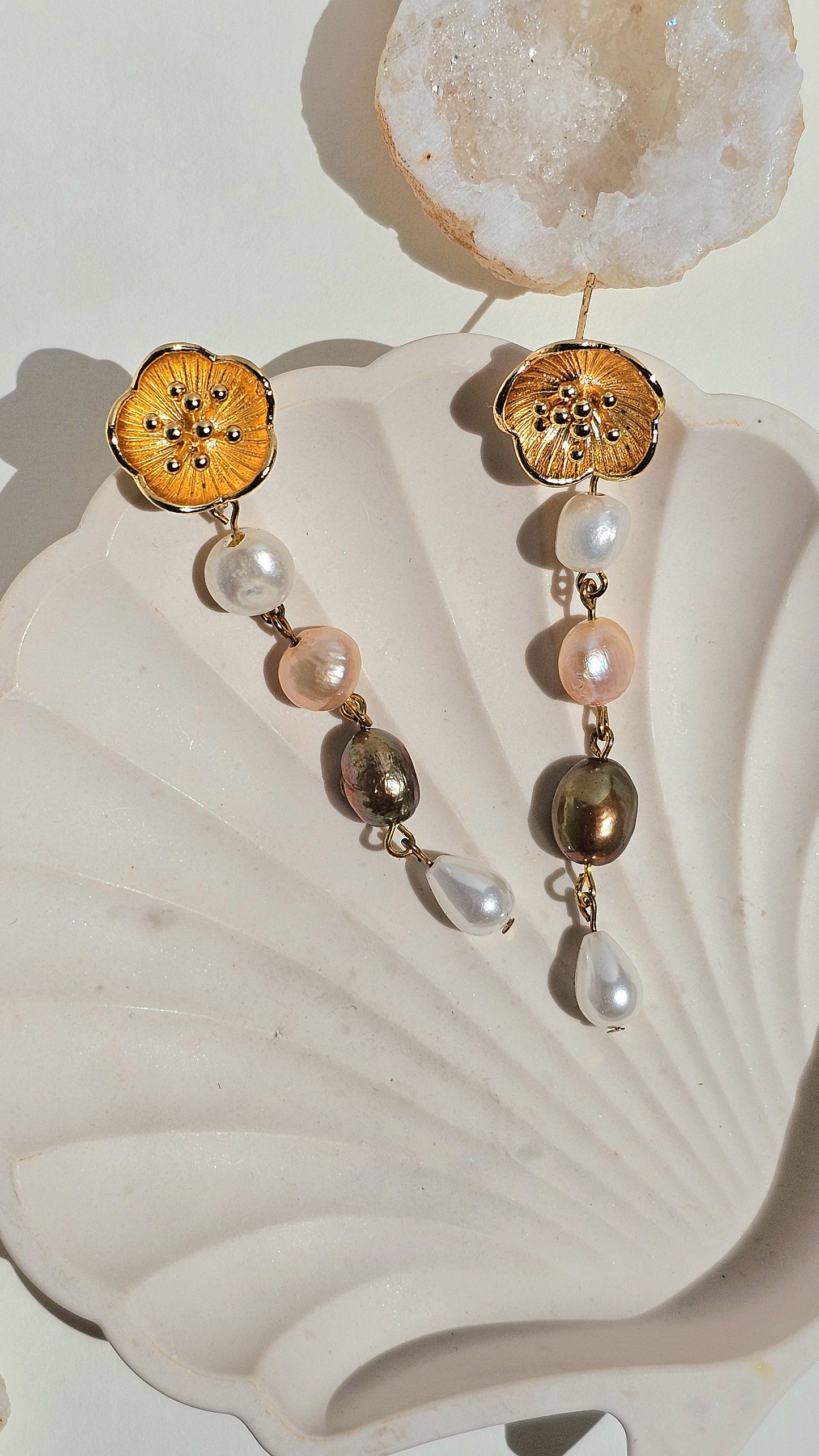 Aida ✦ Floral Stud Pearl Women's Earring, Bridal & Everyday Jewellery