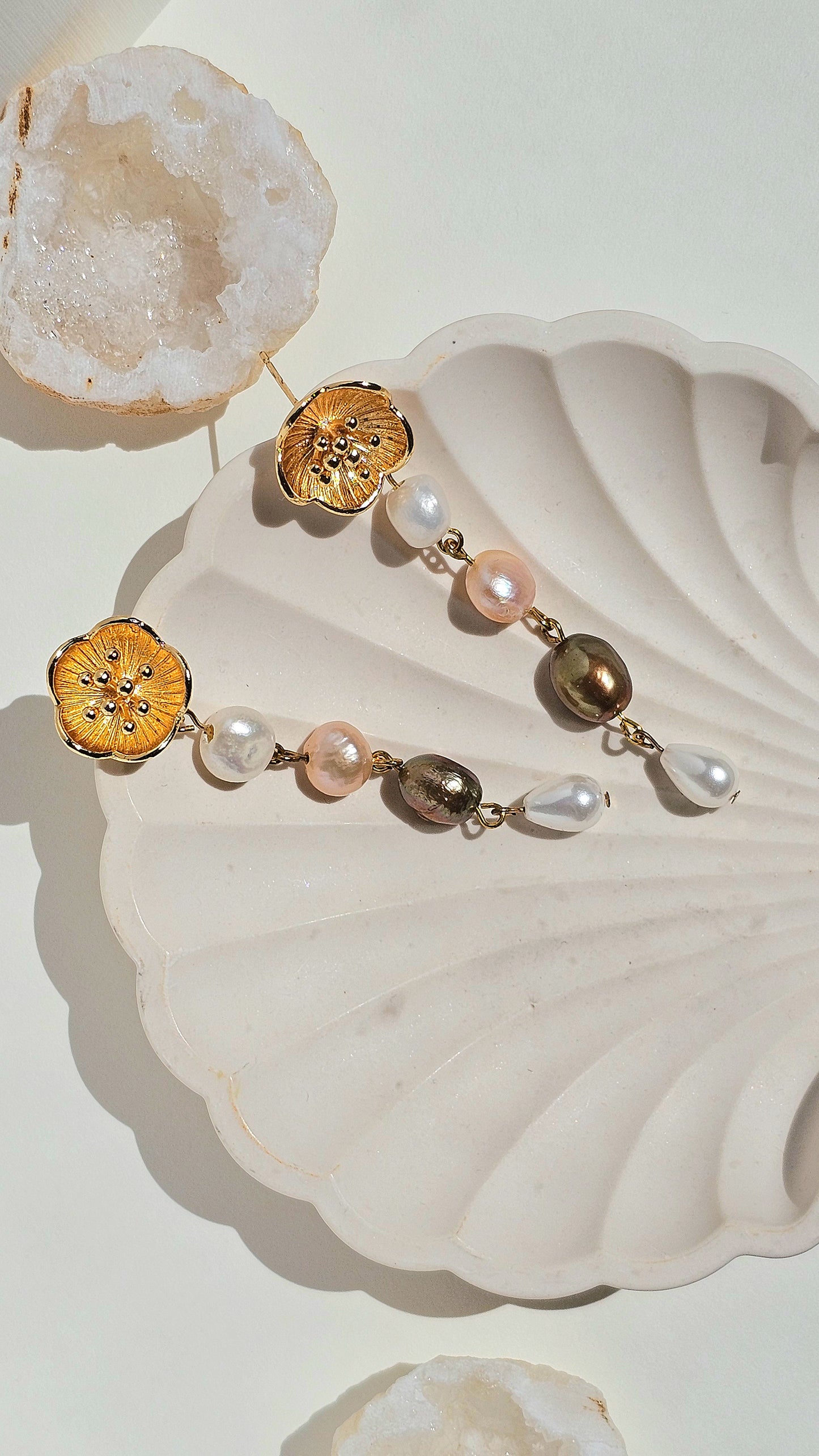 Aida ✦ Floral Stud Pearl Women's Earring, Bridal & Everyday Jewellery