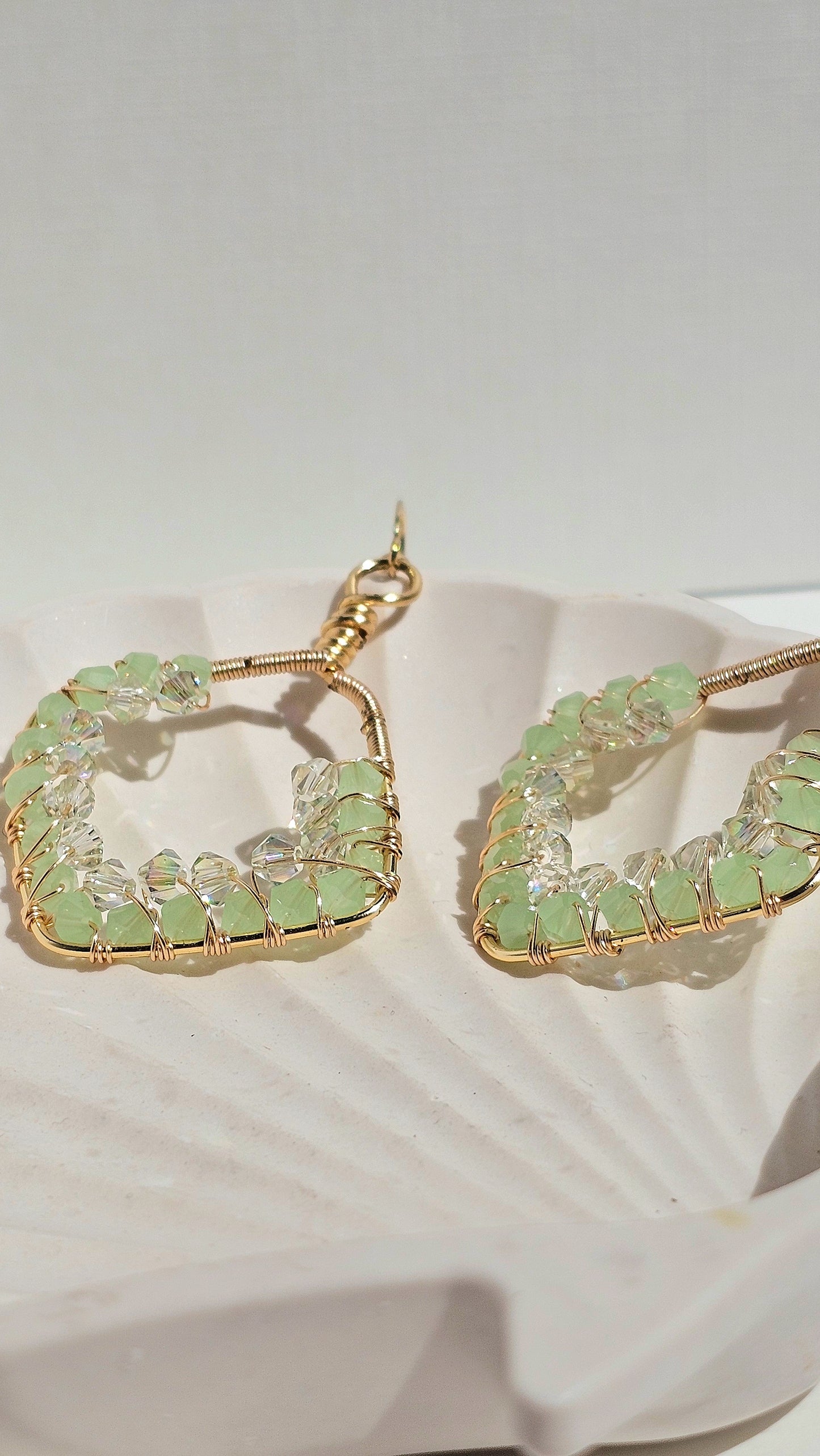 Key Lime Pie ✦ Wire Wrapped Glass Double Effect Earrings, Jewellery for the Bold