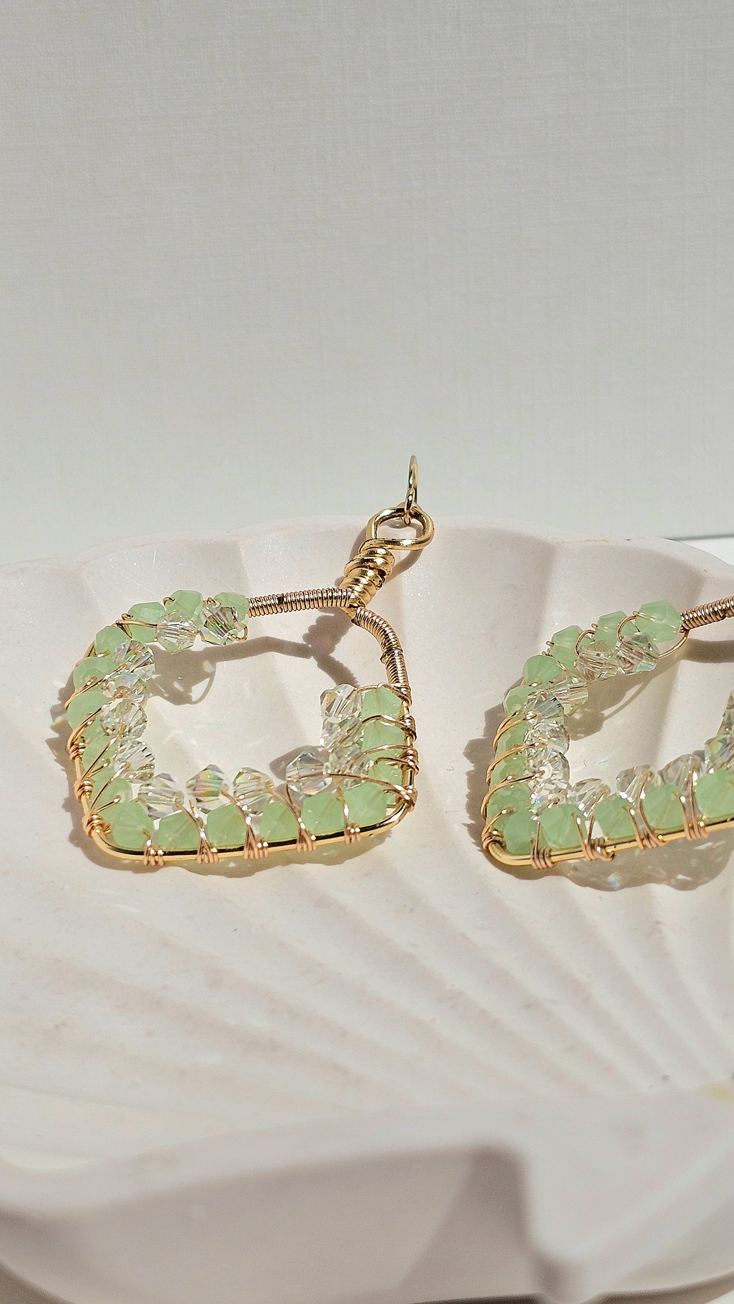 Key Lime Pie ✦ Wire Wrapped Glass Double Effect Earrings, Jewellery for the Bold