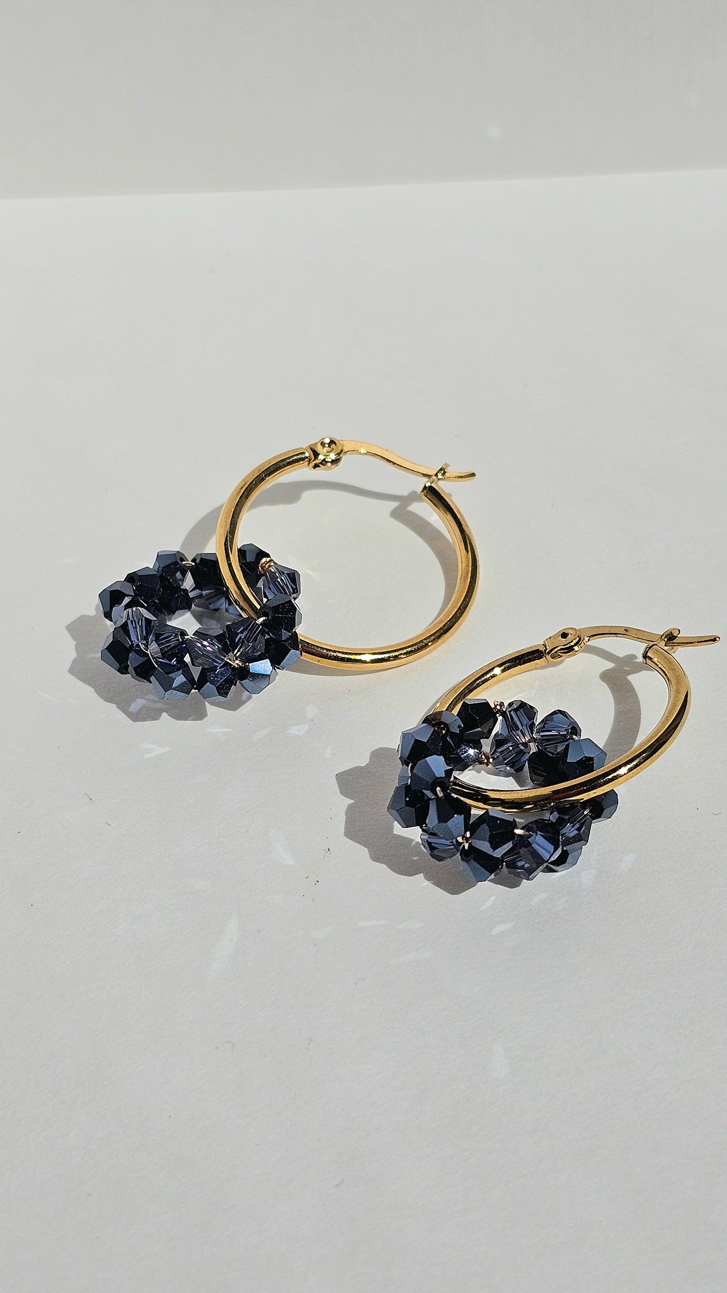 Glass Wire Wrapped Hoops, Bridesmaid Gifts, Bridal, Everyday Wear