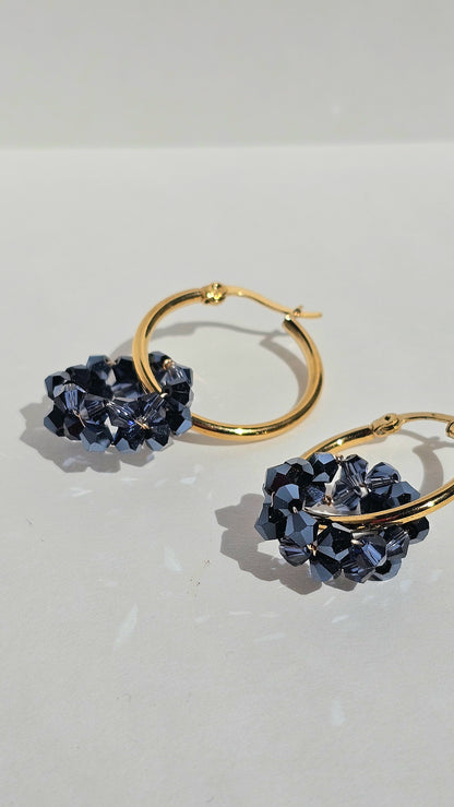 Glass Wire Wrapped Hoops, Bridesmaid Gifts, Bridal, Everyday Wear
