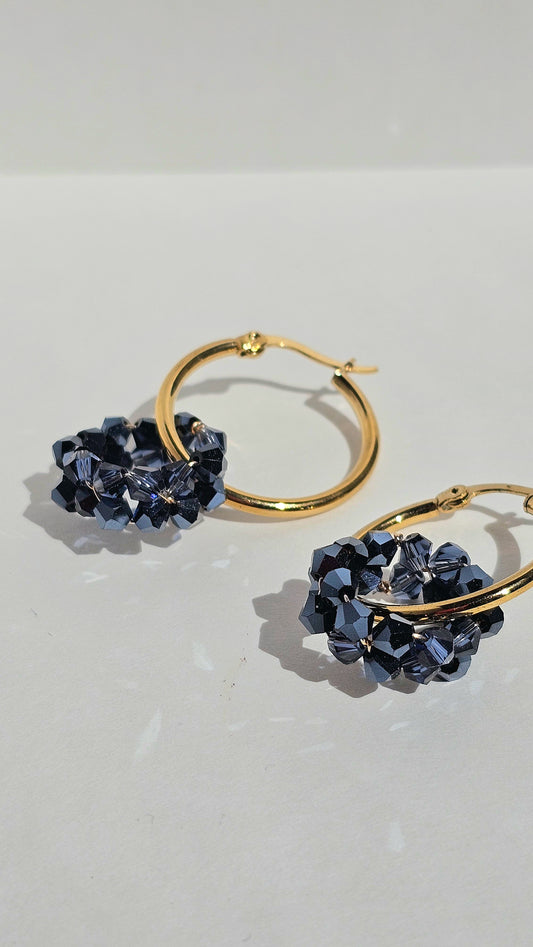 Glass Wire Wrapped Hoops, Bridesmaid Gifts, Bridal, Everyday Wear