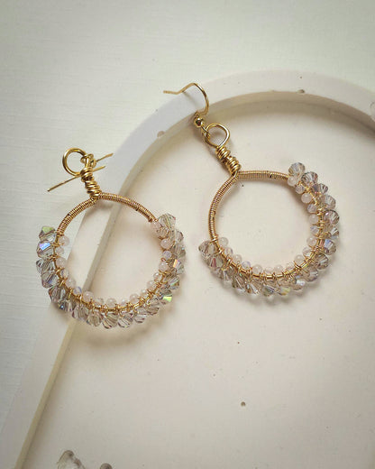 Lumina Crystal & Quartz Woven Hoops | 18k Gold Plated