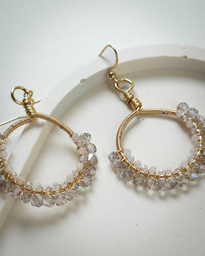 Lumina Crystal & Quartz Woven Hoops | 18k Gold Plated