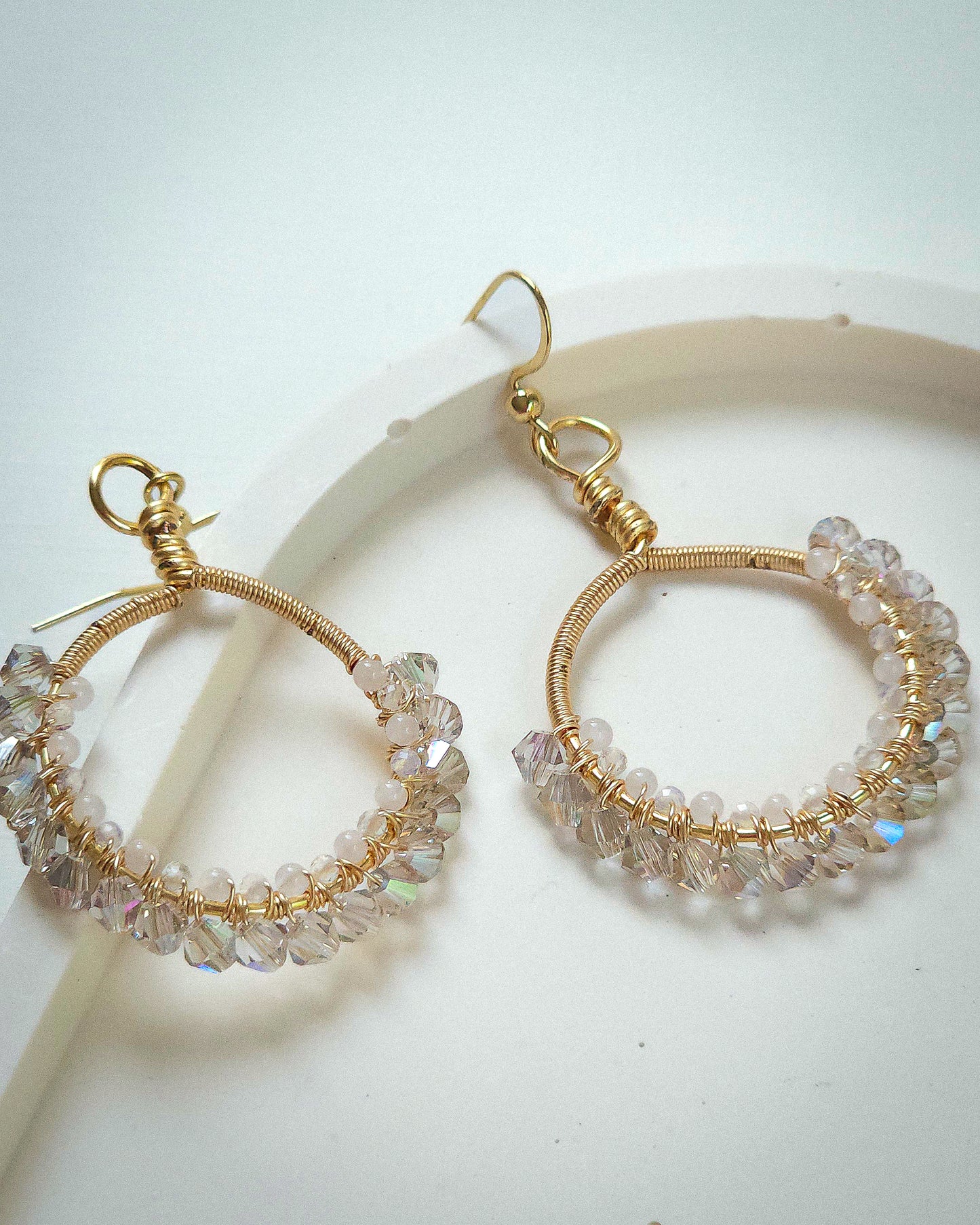 Lumina Crystal & Quartz Woven Hoops | 18k Gold Plated