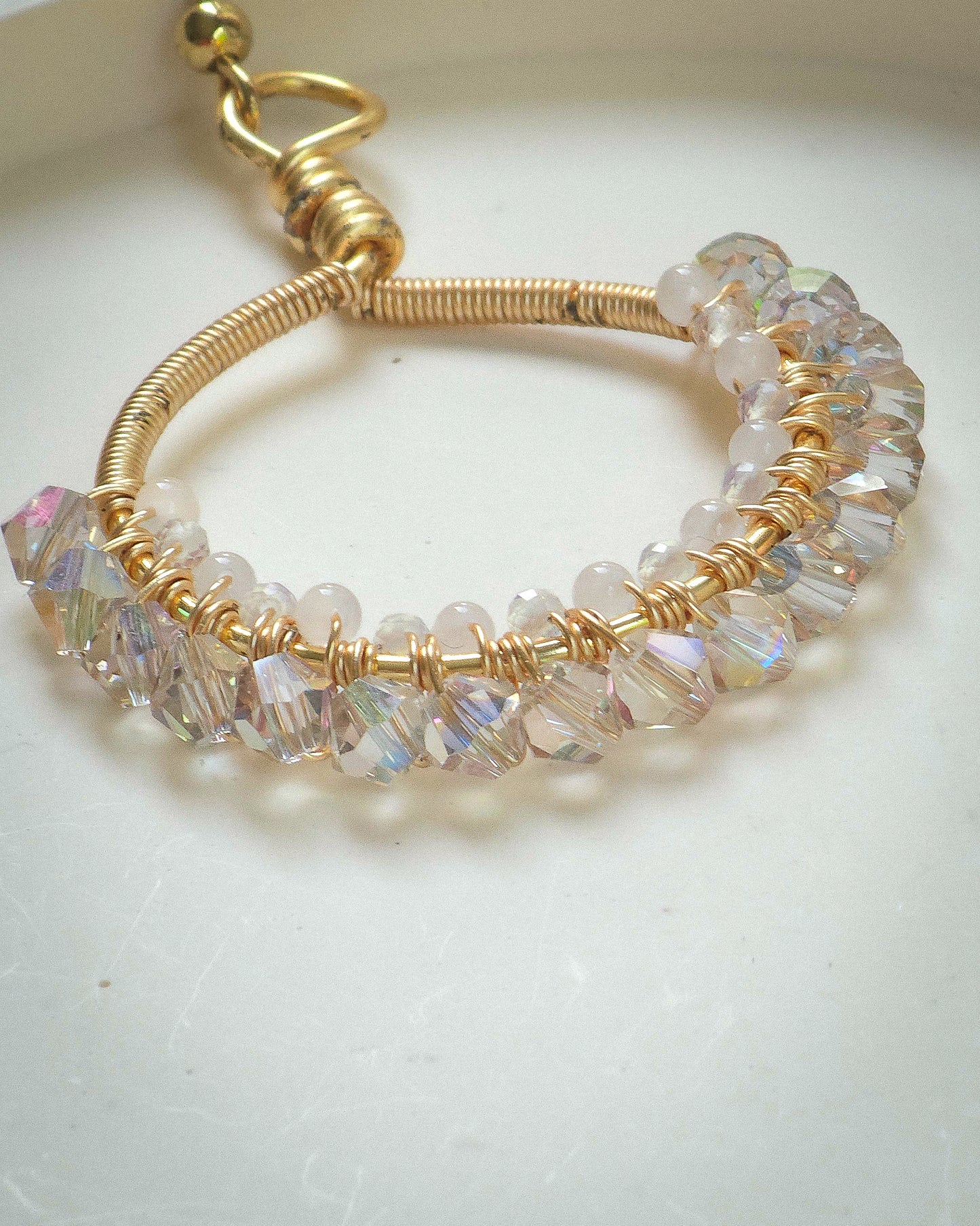 Lumina Crystal & Quartz Woven Hoops | 18k Gold Plated