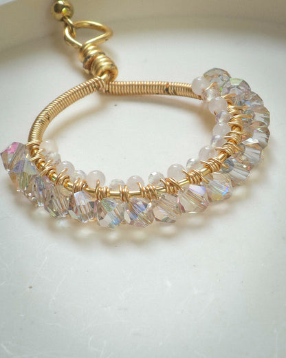 Lumina Crystal & Quartz Woven Hoops | 18k Gold Plated
