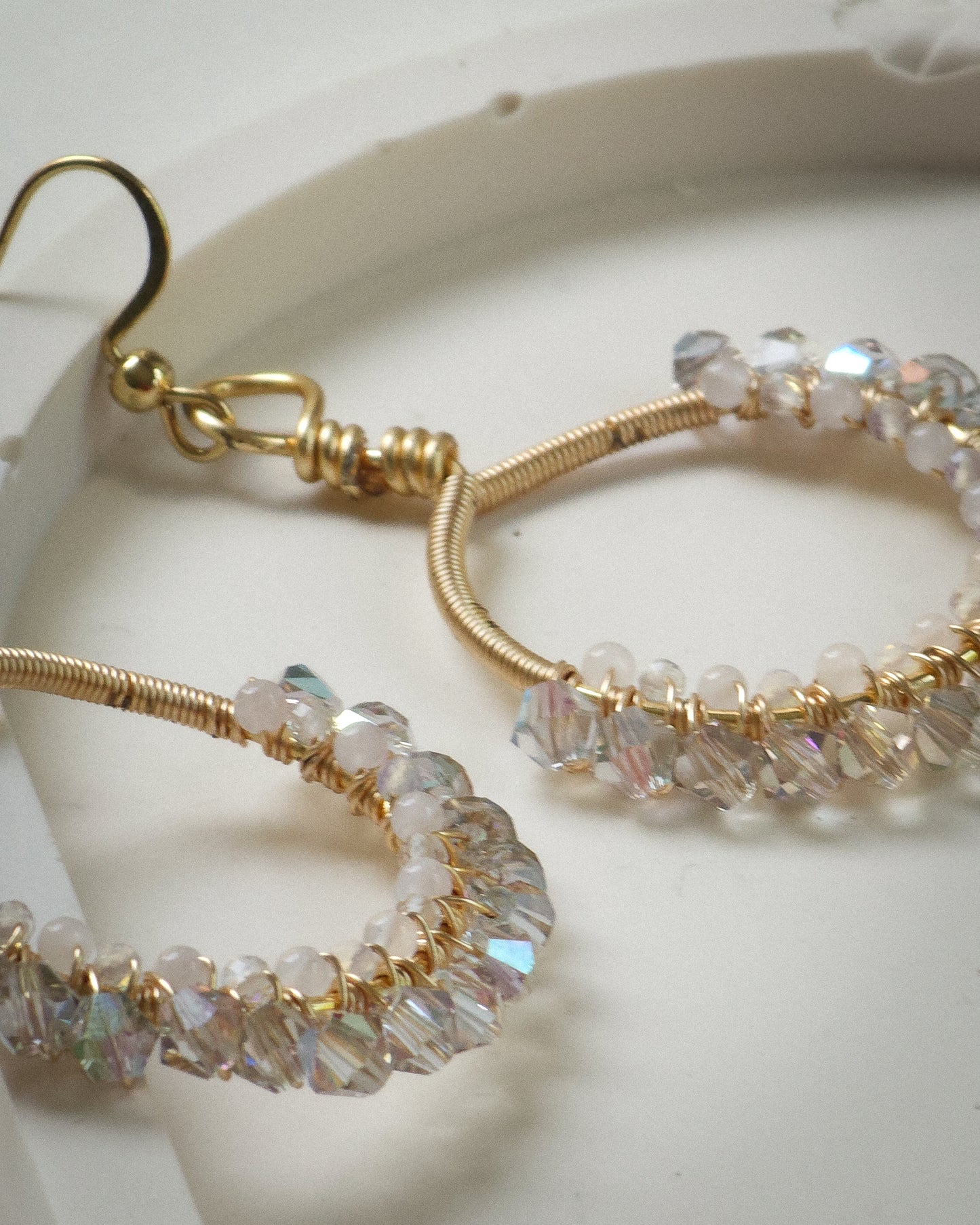 Lumina Crystal & Quartz Woven Hoops | 18k Gold Plated
