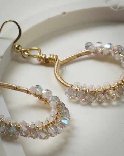 Lumina Crystal & Quartz Woven Hoops | 18k Gold Plated