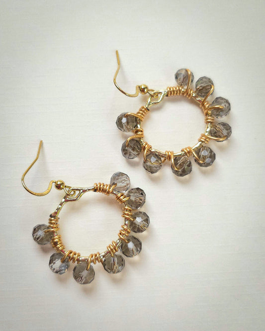 Grey Marl ✦ Glass Wire Wrapped Nostalgia Inspired Earrings, Bold Lightweight Jewellery