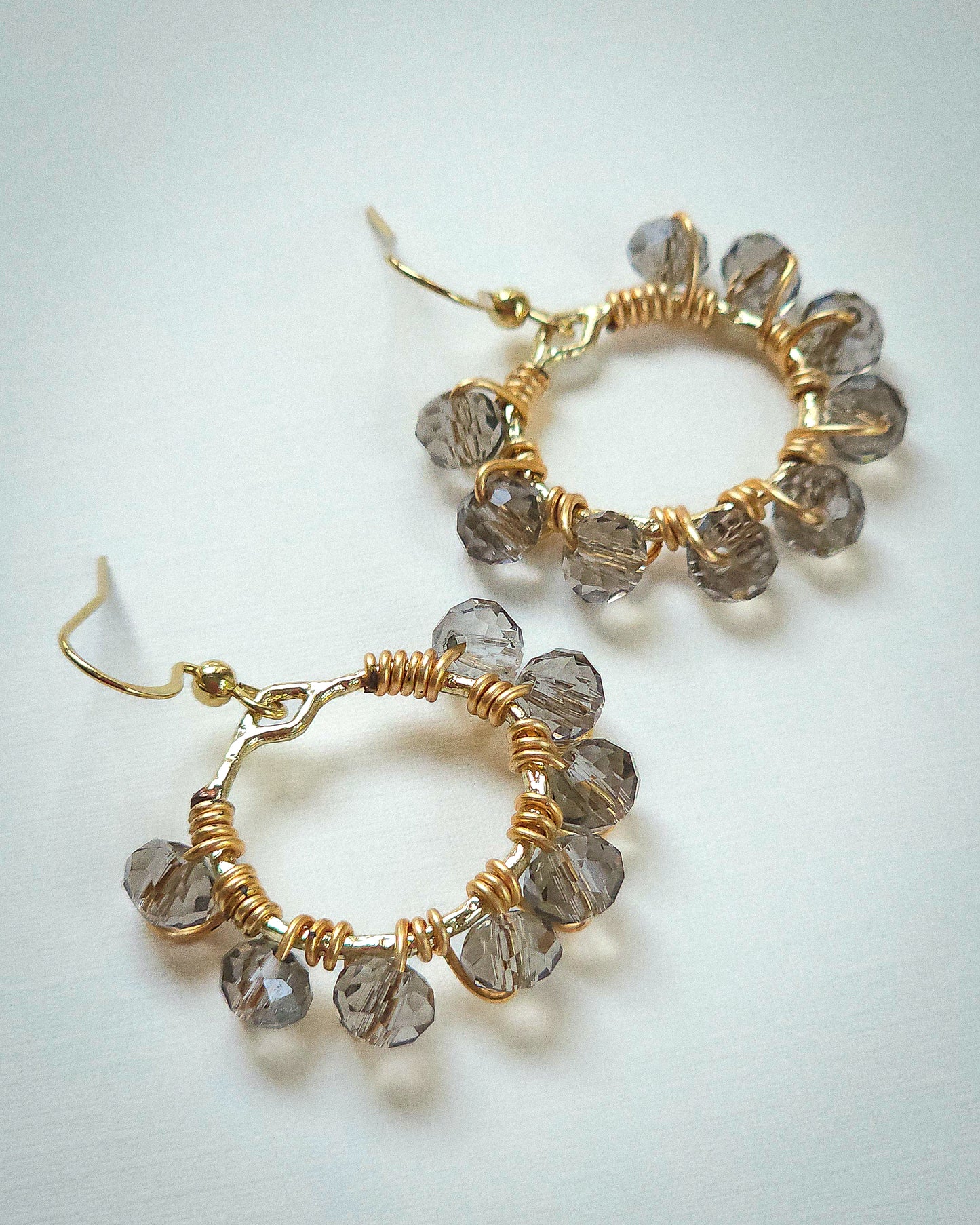 Grey Marl ✦ Glass Wire Wrapped Nostalgia Inspired Earrings, Bold Lightweight Jewellery