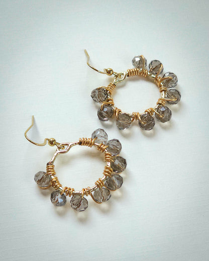 Grey Marl ✦ Glass Wire Wrapped Nostalgia Inspired Earrings, Bold Lightweight Jewellery